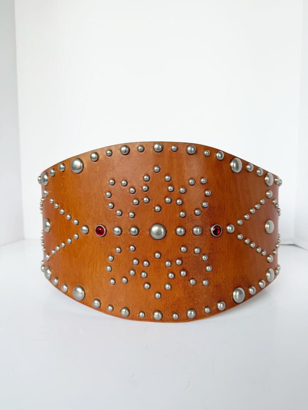 Ralph Lauren 2002 Runway Wide Studded Leather Corset Western Concho Waist Belt